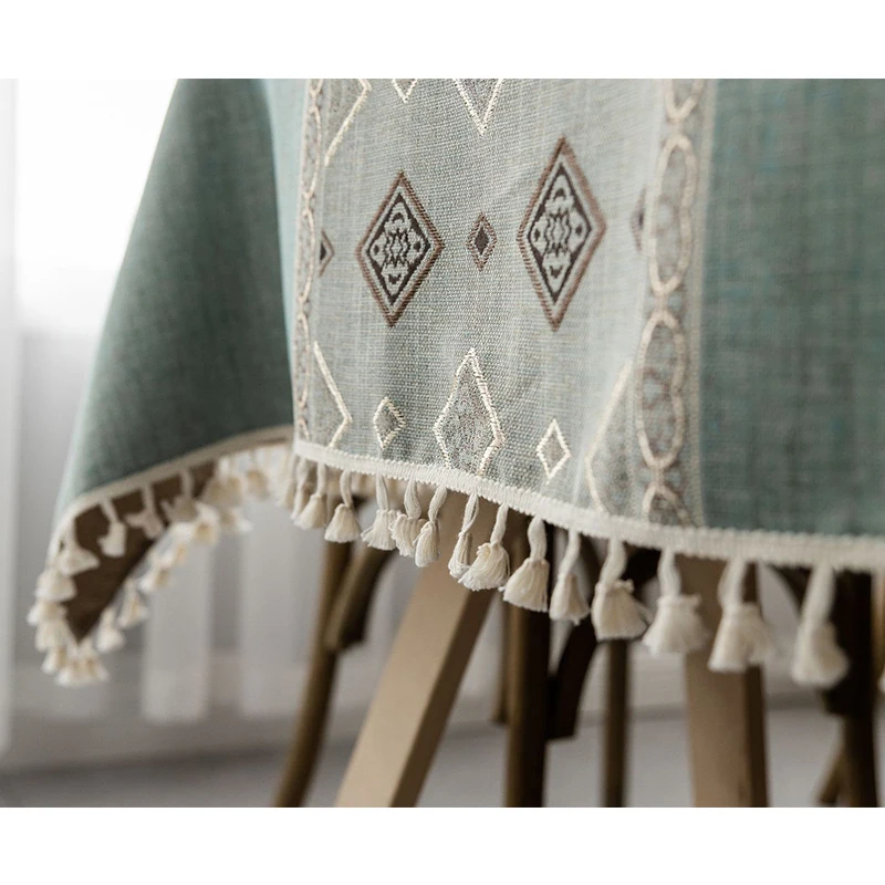 Винтажная кофейная Жаккардовая скатерть из хлопка и льна классический