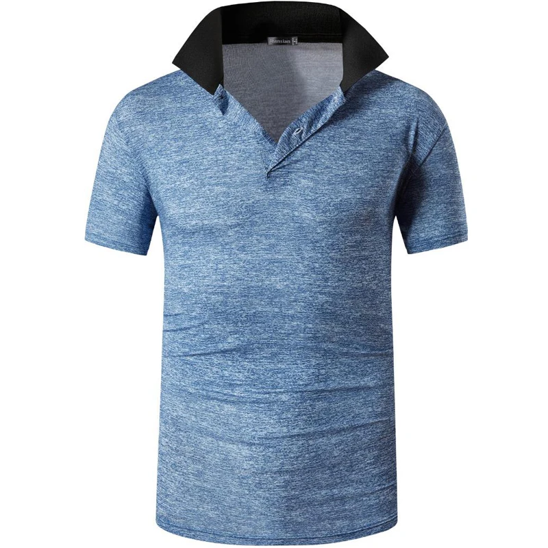 

jeansian Men's Pure Color Polo Shirts Polos Golf Tennis Badminton Horserace Equestrian Sports Basic Top Polo-shirt LSL327 Blue