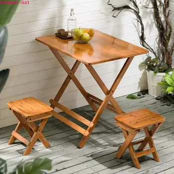 Folding Table Furniture Nordic 100x100cm Dining Table Set Portable Wooden Living Room Square Kitchen Portable Table And Chairs