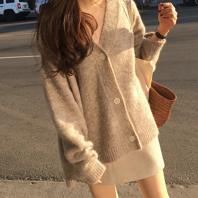 

Cardigan Women Spring Autumn Winter Long Sleeve V-Neck Single Breasted Women's Knitted Sweaters Female Casual Jumper Top XY5072