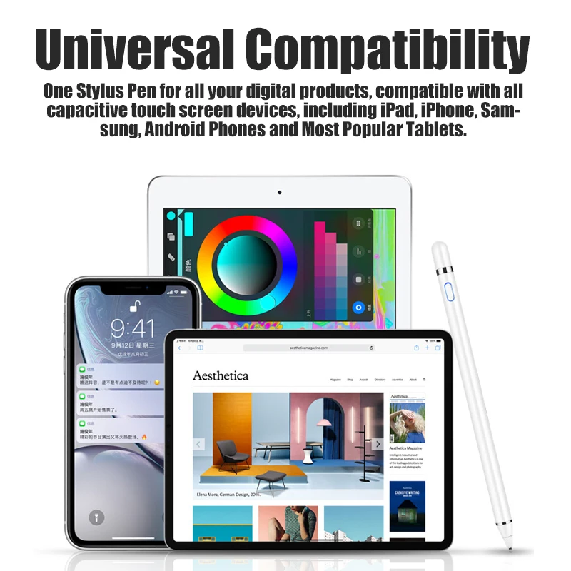 active stylus capacitive touch screen pen for samsung xiaomi huawei ipad tablet phones ios android universal pencil for drawing free global shipping