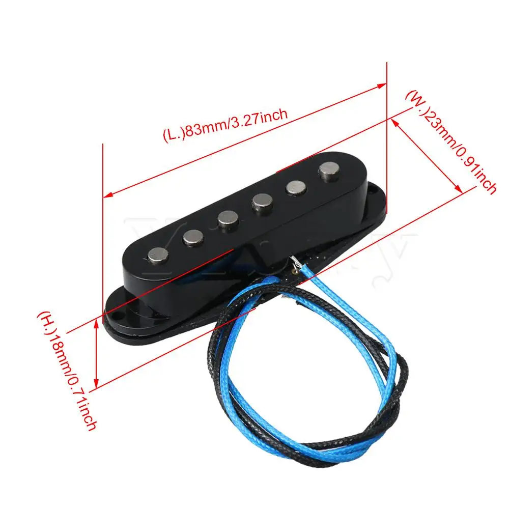 

Yibuy Black Metal Plastic Electric Guitar Pickup Single Coil SFSA-BK Alnico 5