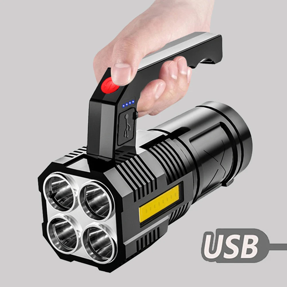 

1pc 300LM Bright Flashlight Searchlight USB Rechargeable ABS Waterproof Night Lamps for Camping Cave Exploration