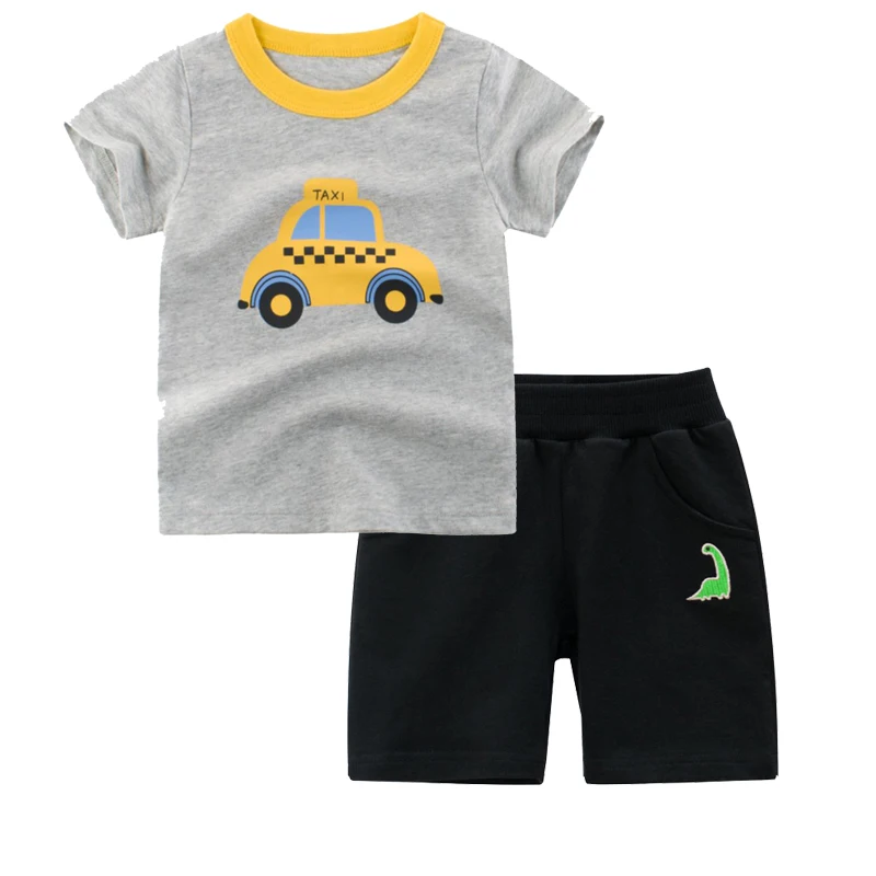 

ZWF176 Suits Baby Clothing Set for Boys Girls Summer Casual Clothes Set Cotton Cartoon Top+Shorts 2pcs outfit Kids Clothes