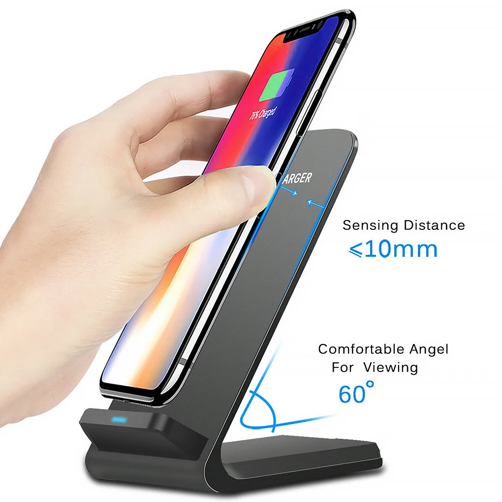 

LED Light 10W Fast Wireless Charger Phone Charging Dock Desktop Wireless Charging Phone Stand for iPhone 8/8Plus Adrorid Sumsong