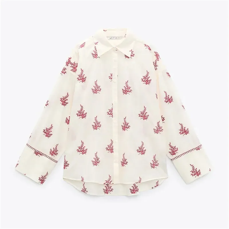 

ZA 2021 summer new women's casual fashion retro elegant European and American style all-match pocket embroidered loose shirt for