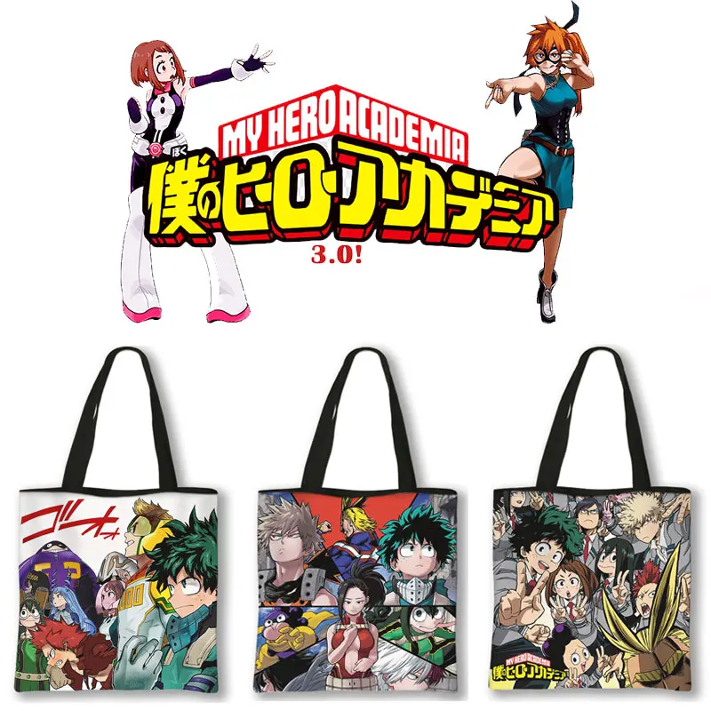

Hot Japanese Anime My Hero Academia Handbag Women Cartoon Harajuku Style Shopping Bags Large Capability Fashion Shoulder Bag