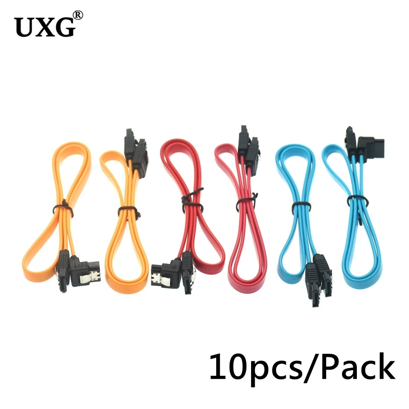 

10 шт./упак. 90 градусов прямой угол SATA III HDD кабель SDD 6,0 Гбит/с защелкой 16 дюймов для SATA HDD, SSD, CD драйвера