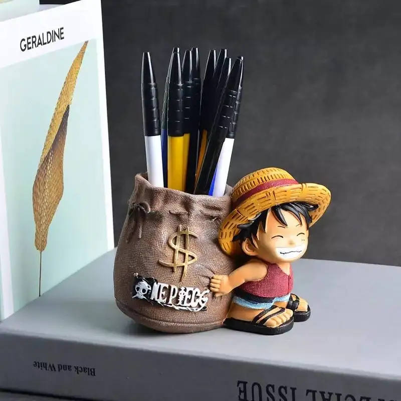 

Anime One Piece Luffy Resin Office Pen Holders Collectible Monkey D Luffy 10cm Desk Pencil Pot Holder Action Figure Home Decor