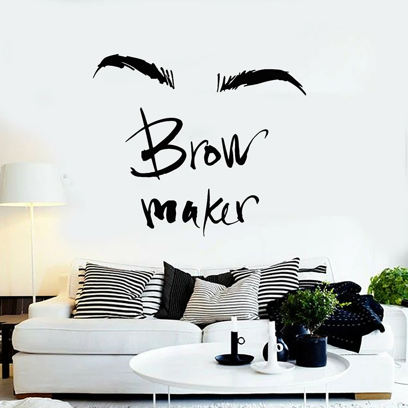 

Brow Maker Makeup Eyebrows Master Beauty Salon Wall Stickers Vinyl Art Interior Decoration Room Window Decals Wallpaper S269