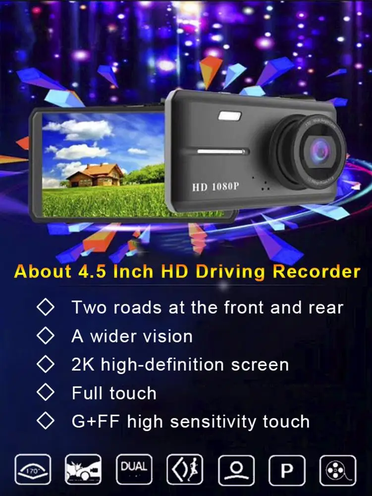 

New Arrivals Car Driving Recorder Dashboard Camera With 4.5inch HD Screen For Loop Recording And Motion Detection