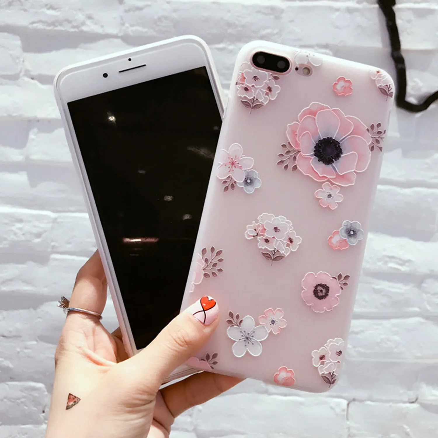 Силиконовый чехол с цветочным рисунком для iPhone 7 8 6 6S Plus 11Pro XS Max XR X розовыми
