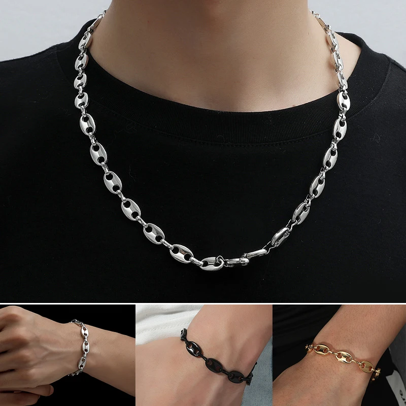 

2021 New Creative Geometric Necklace Individual Hip Hop Bracelet Pig Nose Necklace Jewelry Bracelet Men Hip Hop Simple Jewelry