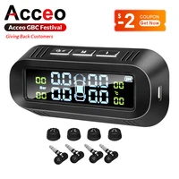 acceo k04 tire pressure monitoring system solar power tpms auto temperature security alarm monitor 4 wheels tire pressure sensor