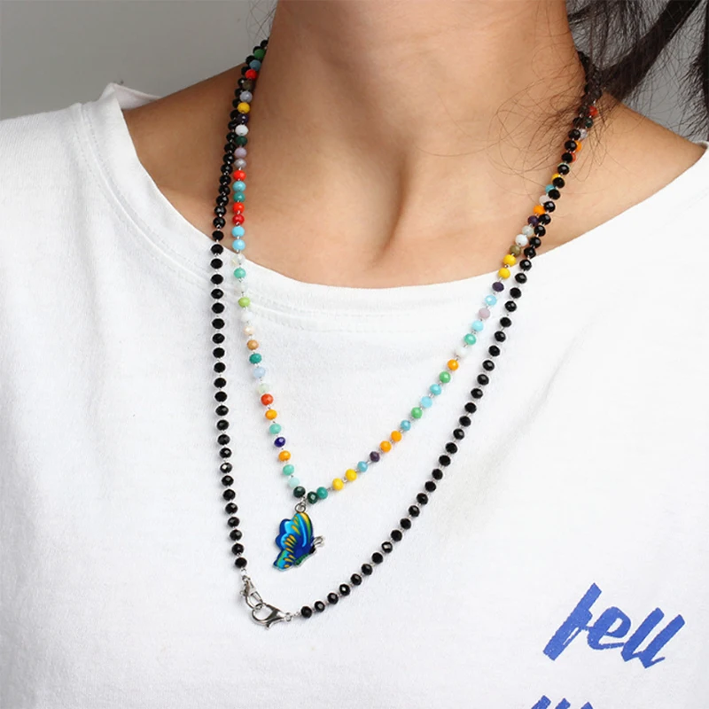 Новая женская цепочка на свитер аксессуары Мода Цвет риса бисерная цепь Кулон