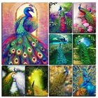 Полноразмернаякруглая алмазная живопись сделай сам с павлином, художественная живопись, алмазная вышивка, Набор для вышивки крестиком Стразы