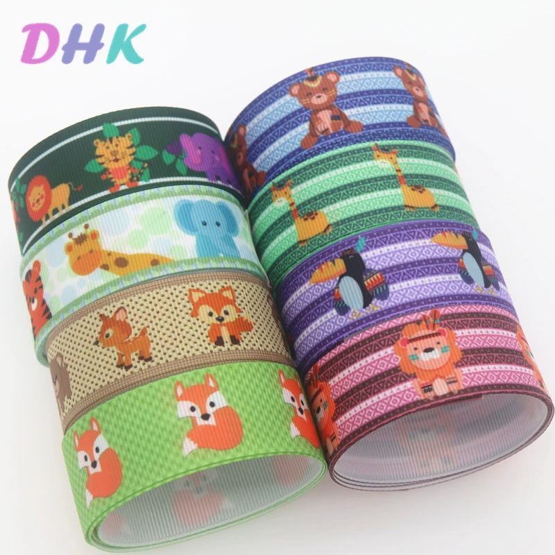 

DHK 7/8'' 10yards animals fox Printed Grosgrain Ribbon Accessory Hairbow Headwear Decoration DIY Wholesale OEM B1960