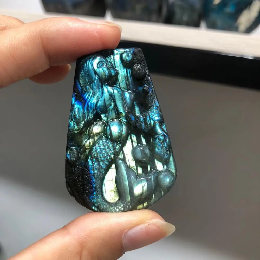 Мигающая Милая натуральный камень лабрадорит ручной работы резная белка