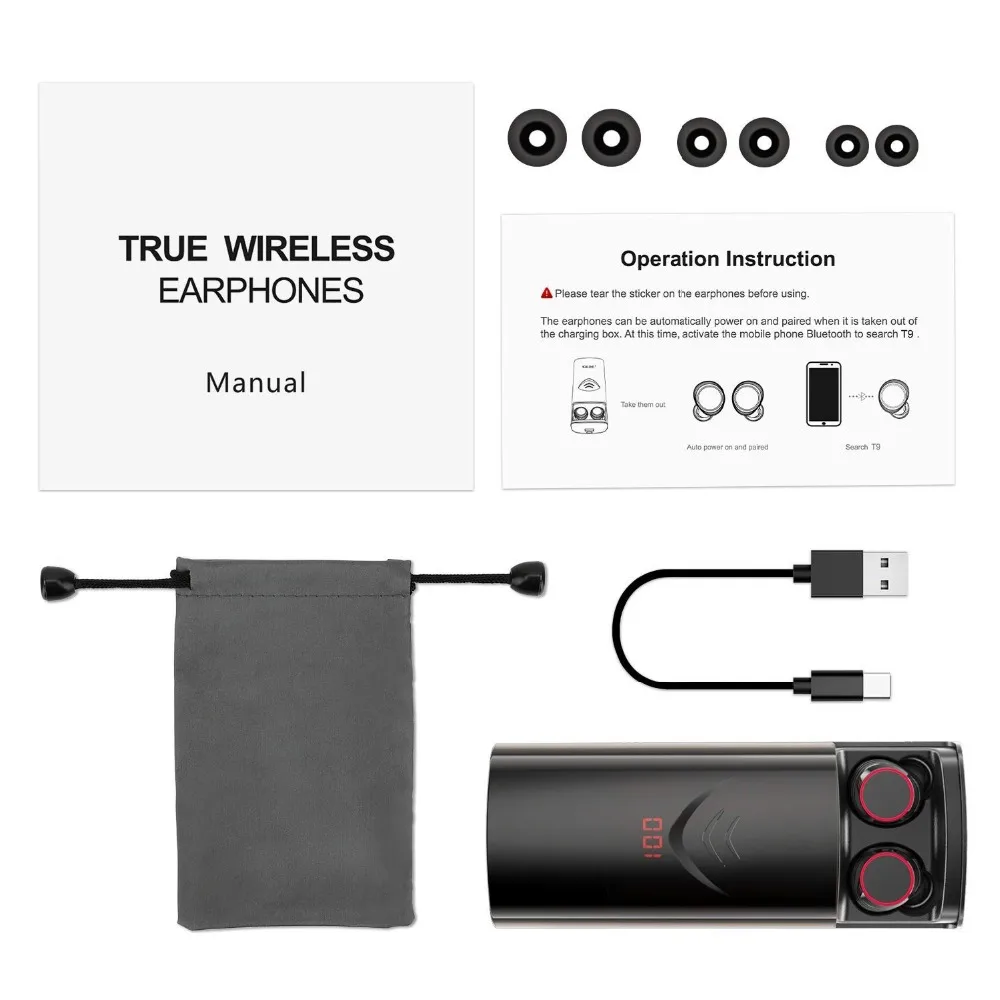 TWS True 5,0 Bluetooth наушники спортивные в уши беспроводные наушники IPX6 водонепроницаемые наушники для телефона с 6500 мАч зарядный чехол