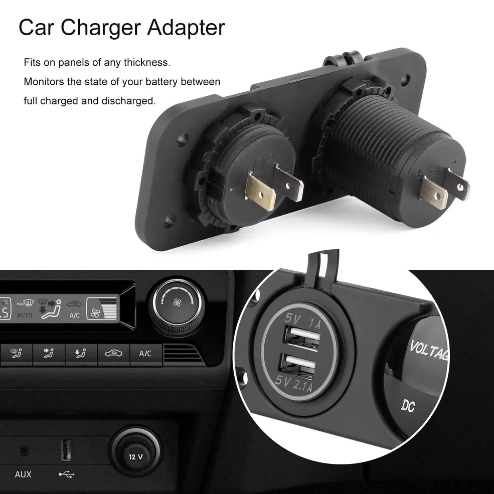 12 24V Dual USB Автомобильное зарядное устройство гнездо магнитный держатель с