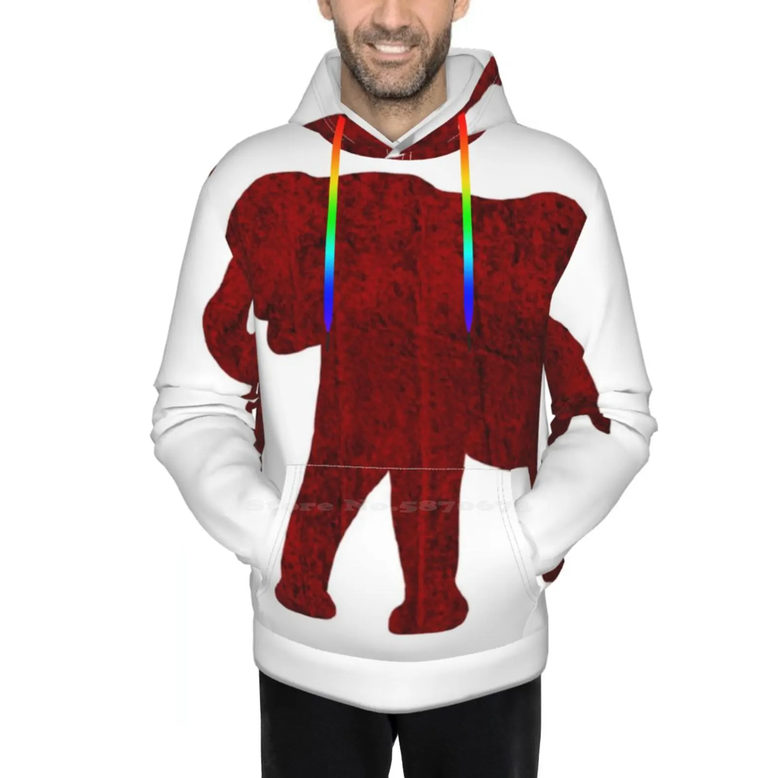 Мужские толстовки с капюшоном и 3D-принтом в виде слона красного дерева | Мужская