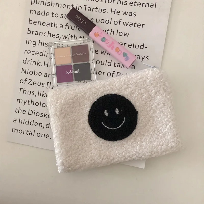 Милая плюшевая косметичка со смайликом из мультфильма модный мини кошелек для