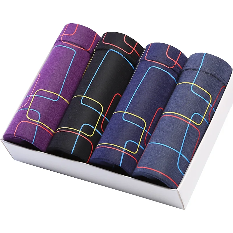 Мужское нижнее белье 4 шт./лот модные сексуальные трусы боксеры мужское бельё