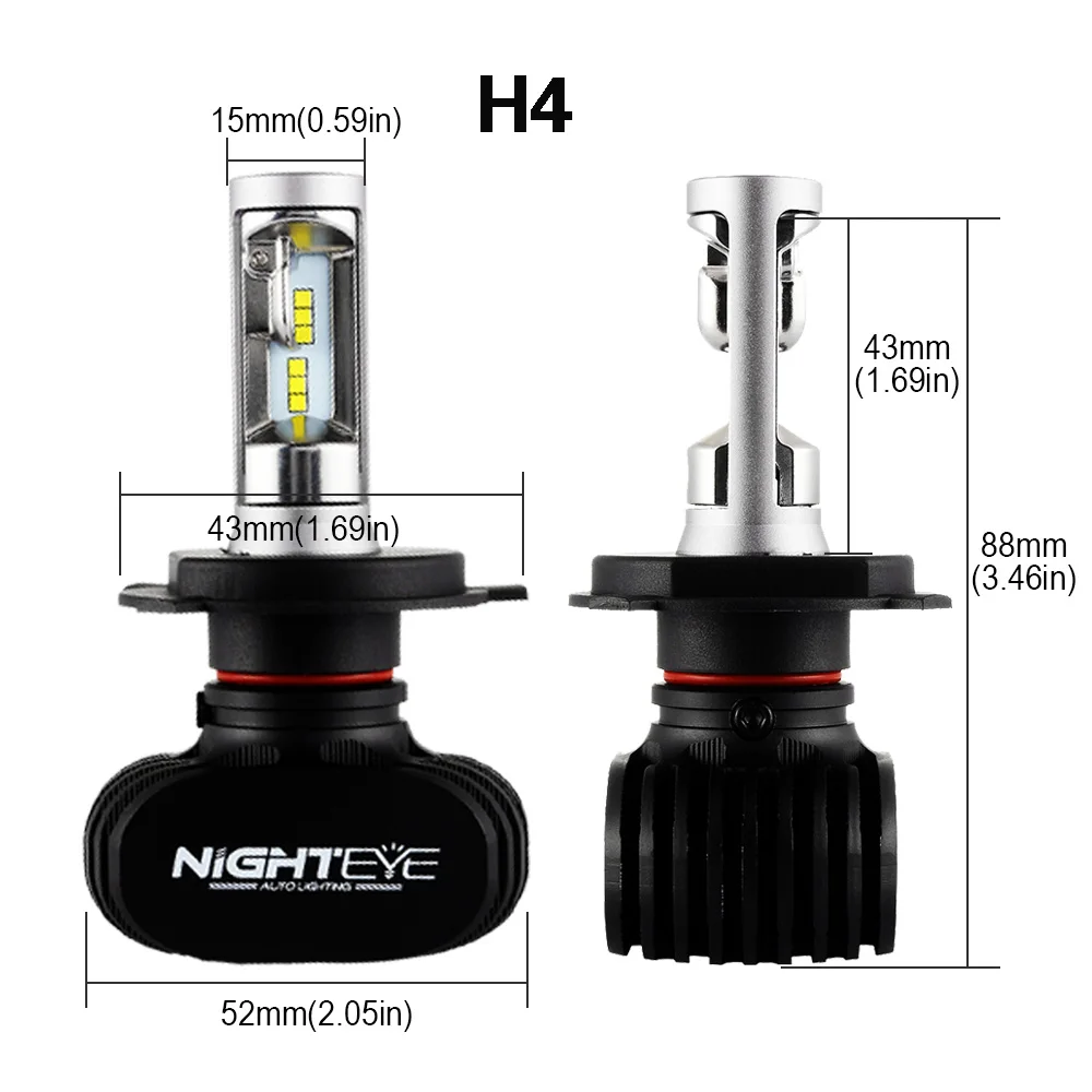 Nighteye H7 светодиодный H4 12v H8 H9 H11 8000LM 50 Вт 6500 к Автомобильный светодиодный головной светильник s Белый Противотуманные огни 9005 HB3 9006 HB4 туман светильник лампы
