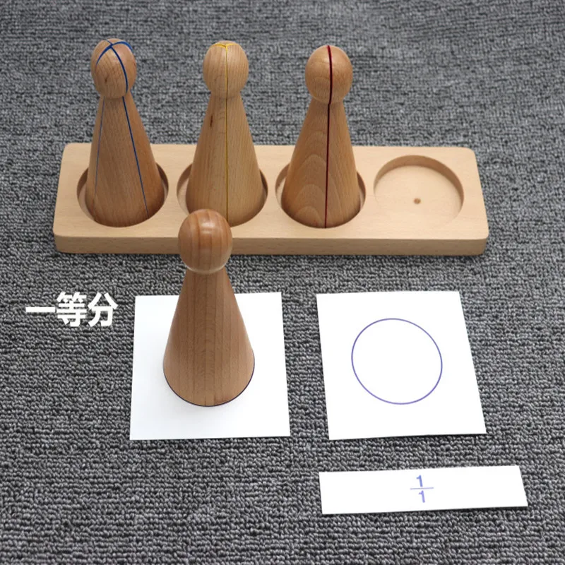 

New Baby Toy Montessori Fraction Skittles with Tray Wood Early Preschool Kids
