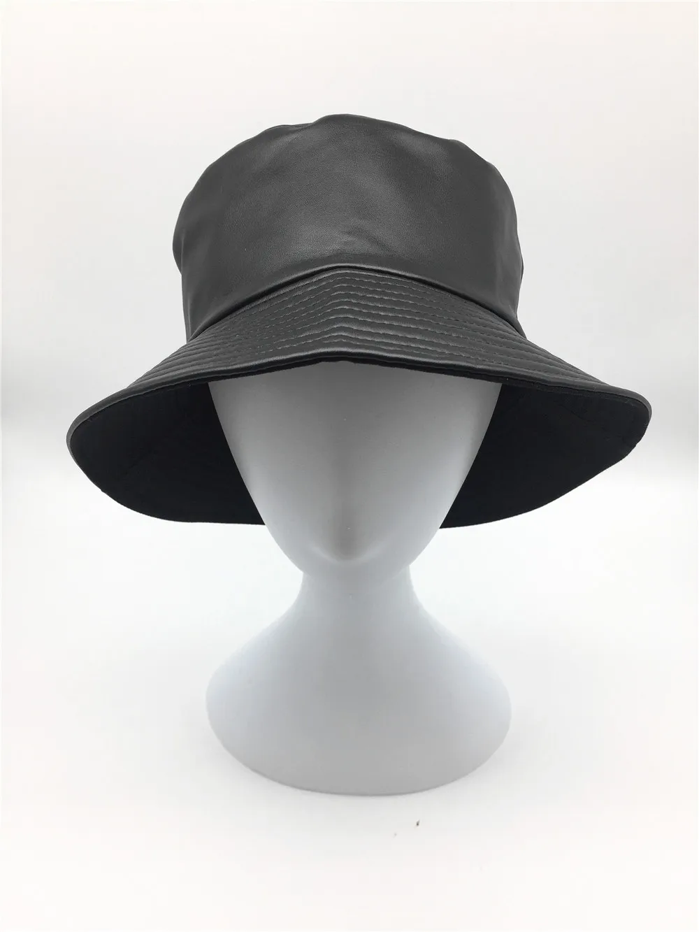 Панама матовая из ПУ кожи и хлопка для мужчин женщин однотонная Двусторонняя