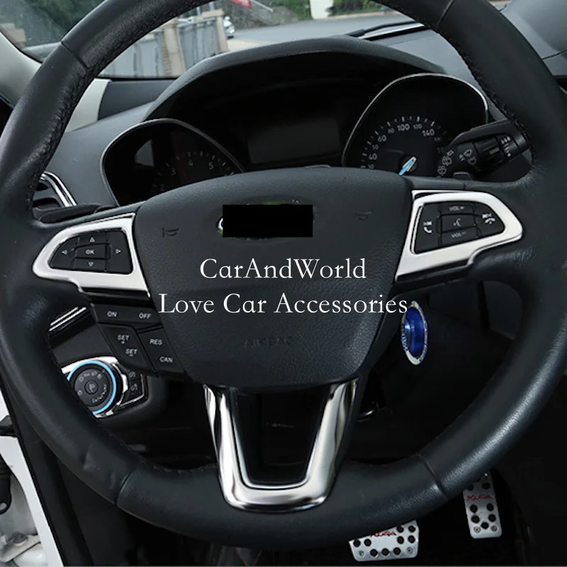 Планки с кнопками на руль из нержавеющей стали блестящий чехол для Ford Focus mk3 2015 2016