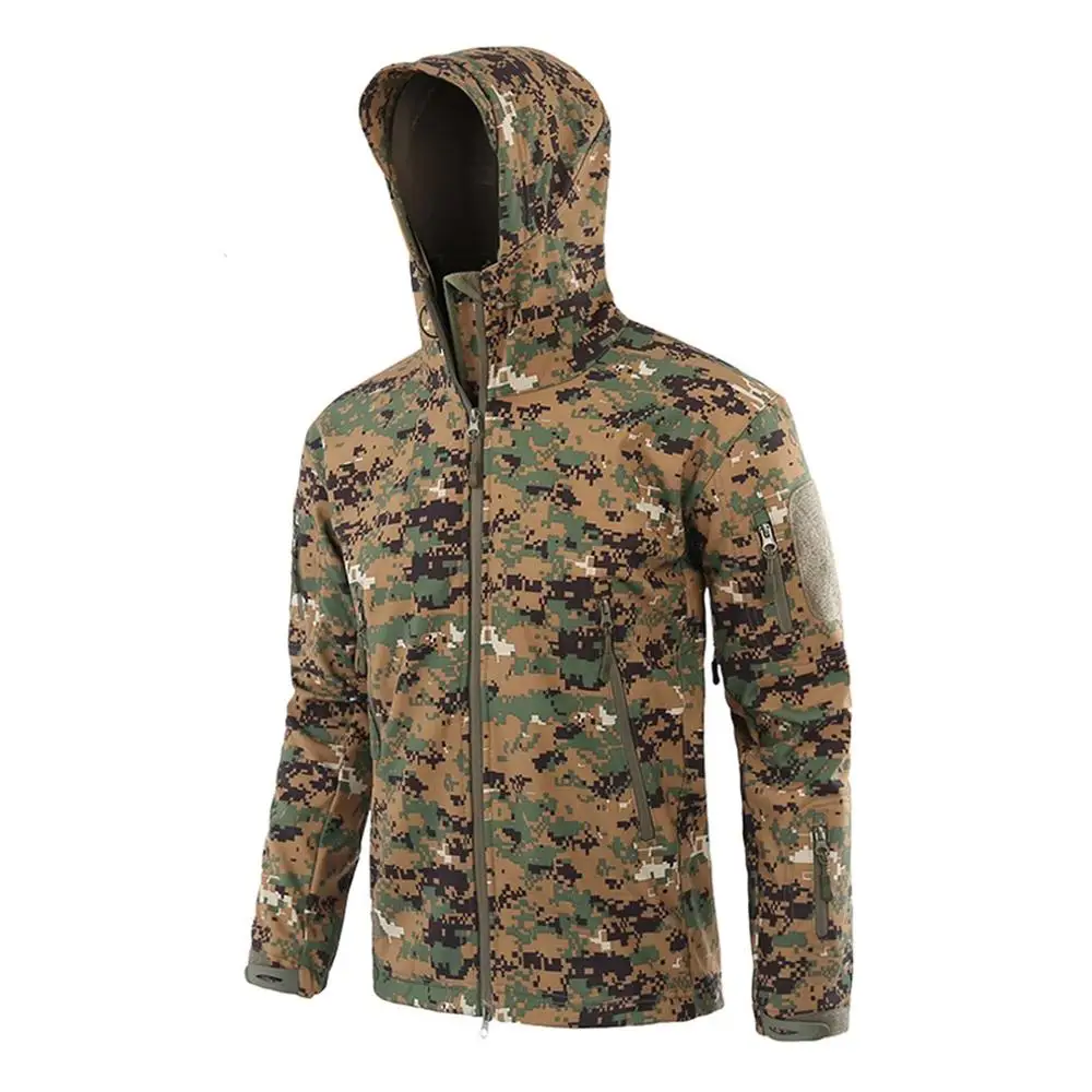 Digital Camo Военная Тактическая мужская куртка из кожи акулы мягкая оболочка водонепроницаемая ветрозащитная ветровка износостойкая Теплая мужская куртка - Цвет: Digital Camo