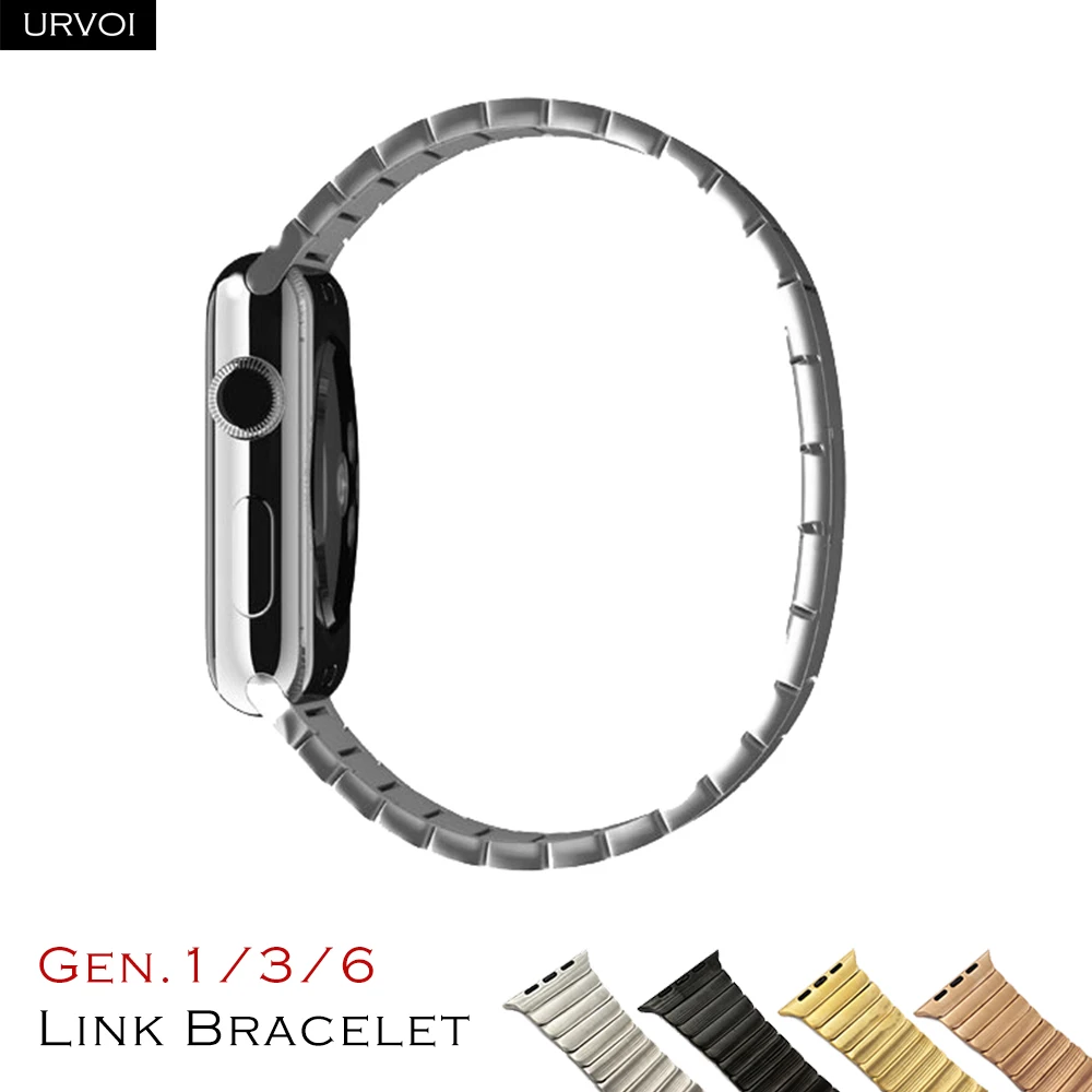 URVOI ремешок для apple watch 4 5 3 2 1 соединяющий ремешок браслета для iWatch 42 44 мм высокого качества из нержавеющей стали регулируемый ремешок Gen.6th