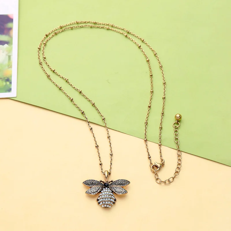 Крыло Yuk Tak Lange Bee Ketting для Vrouwen Винтажный Золотой Kleur Gesimuleerde Parel вешалка Modus Sieraden