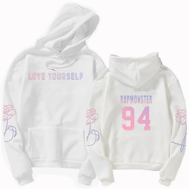 Jung kook suga v love yourself худи унисекс casual Корейская повседневная кофта с капюшоном kpop bangtan толстовка для мальчиков - Цвет: hoodies white 94