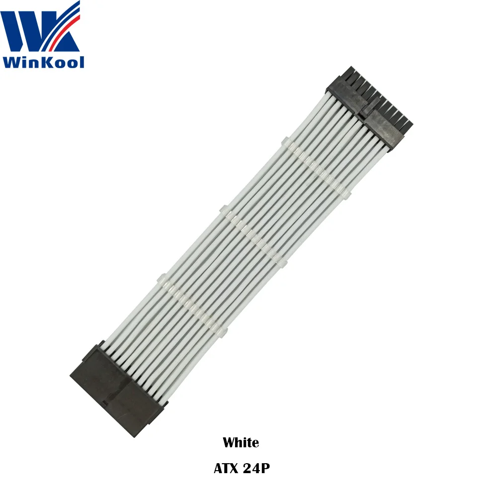 WinKool ATX MB 24PIN Female to Male 24P 18AWG рукавами PSU УДЛИНИТЕЛЬ шнур питания/кабель с черно белым