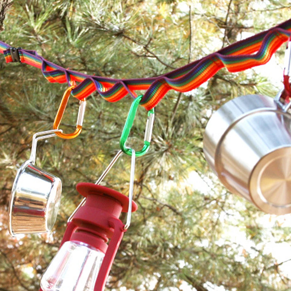 

2 M Multifunctionele Camping Hanging Rope Windproof Hanger with 13 Semi-Circular Spaces Hanging Cord Buiten Hangen Kleding