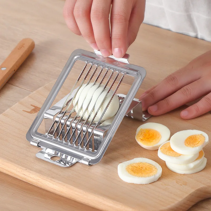 

Stainless Steel Egg SlicersCutterSplitter Dividers Preserved Tool Kitchen Gadgets Cooking Tools Multifunctional Fruit Slicer