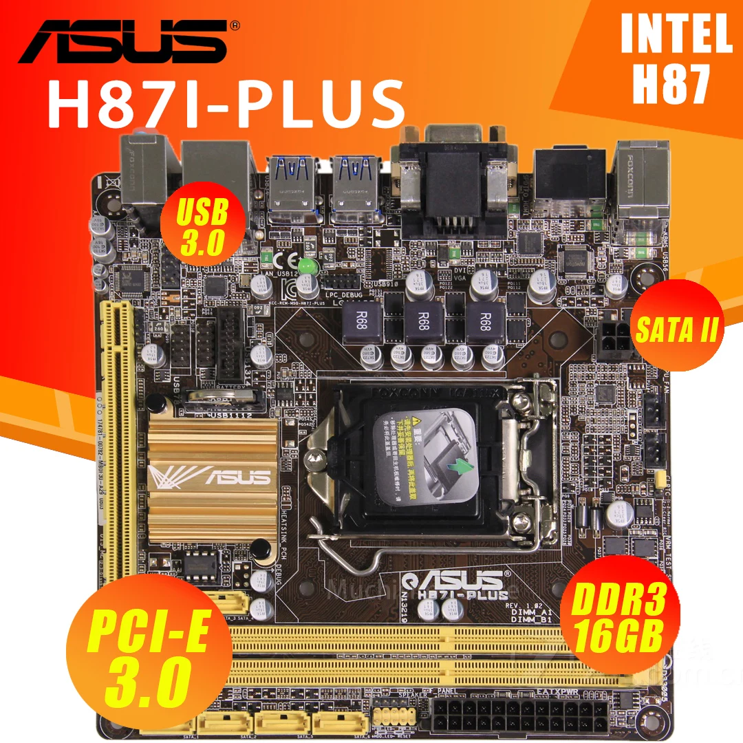 Bestellen LGA 1150 Asus H87I-PLUS Motherboard I7 I5 I3 DDR3 16GB PCI-E 3,0 DVI VGA Overlocking Desktop H87 Placa-mãe 1150 Mini-ITX