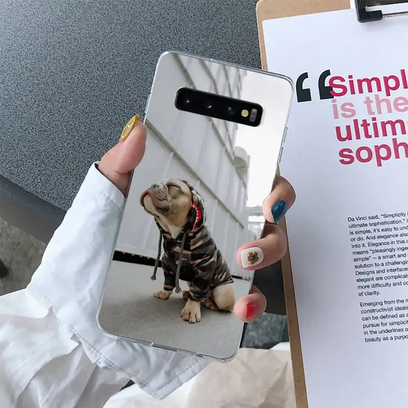 

Fashion Bulldog Phone Case For Samsung S10 S10e S8 S9 Plus S7 Edge Note10 9 8 Soft Transparent TPU Cove