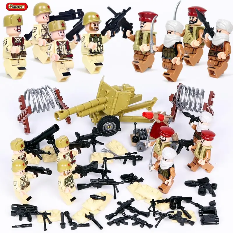 Soviet Army 1 Oenux, новинка, 6 шт., WW2, мини, США, армейский солдат, фигурка, военный строительный блок, набор, WW2, военная модель оружия, MOC, кирпичная игрушка для детей - Цвет: Soviet Army 1