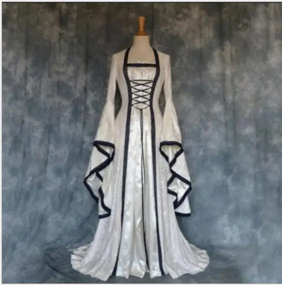 

Готическое средневековое платье Косплей Карнавальный костюм на Хэллоуин для женщин Ретро Vestidos суд длинный халат благородная принцесса дво...