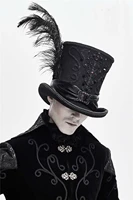 gothic vintage top hat men top steampunk cosplay punk party caps feather decoration dropshipping high quality new