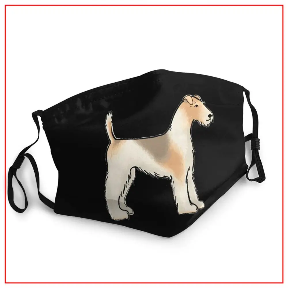 Детская мужская женская маска на лицо Лисий терьер милая собака чернильный эскиз