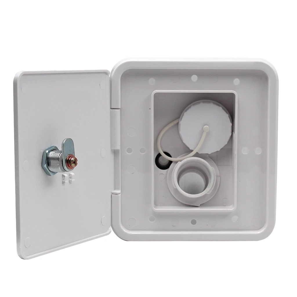 

White Gravity City Water Inlet Fill Dish Hatch Lock RV Trailer #1