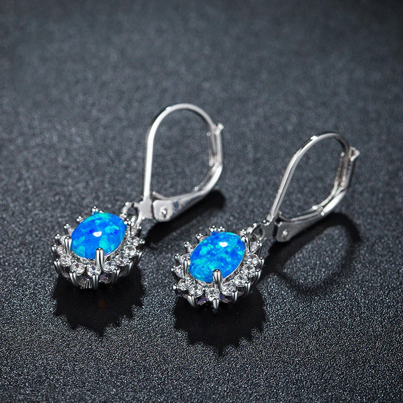Серьги женские с искусственным опалом Овальные белые | Украшения и аксессуары