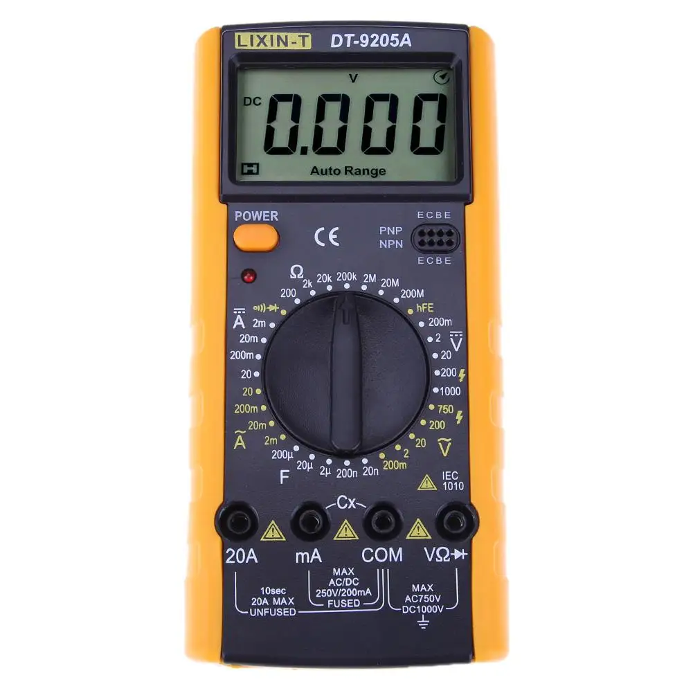 Защитный Цифровой мультиметр DT9205 профессиональный амперметр с подсветкой для