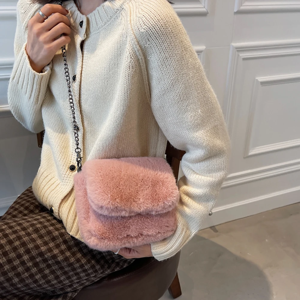

Women Little Plush Shoulder Bag Female Small CrossBody Bags Ladies Zipper Purse Mobile Phone Bag Mini Design Shopper Tote Purse