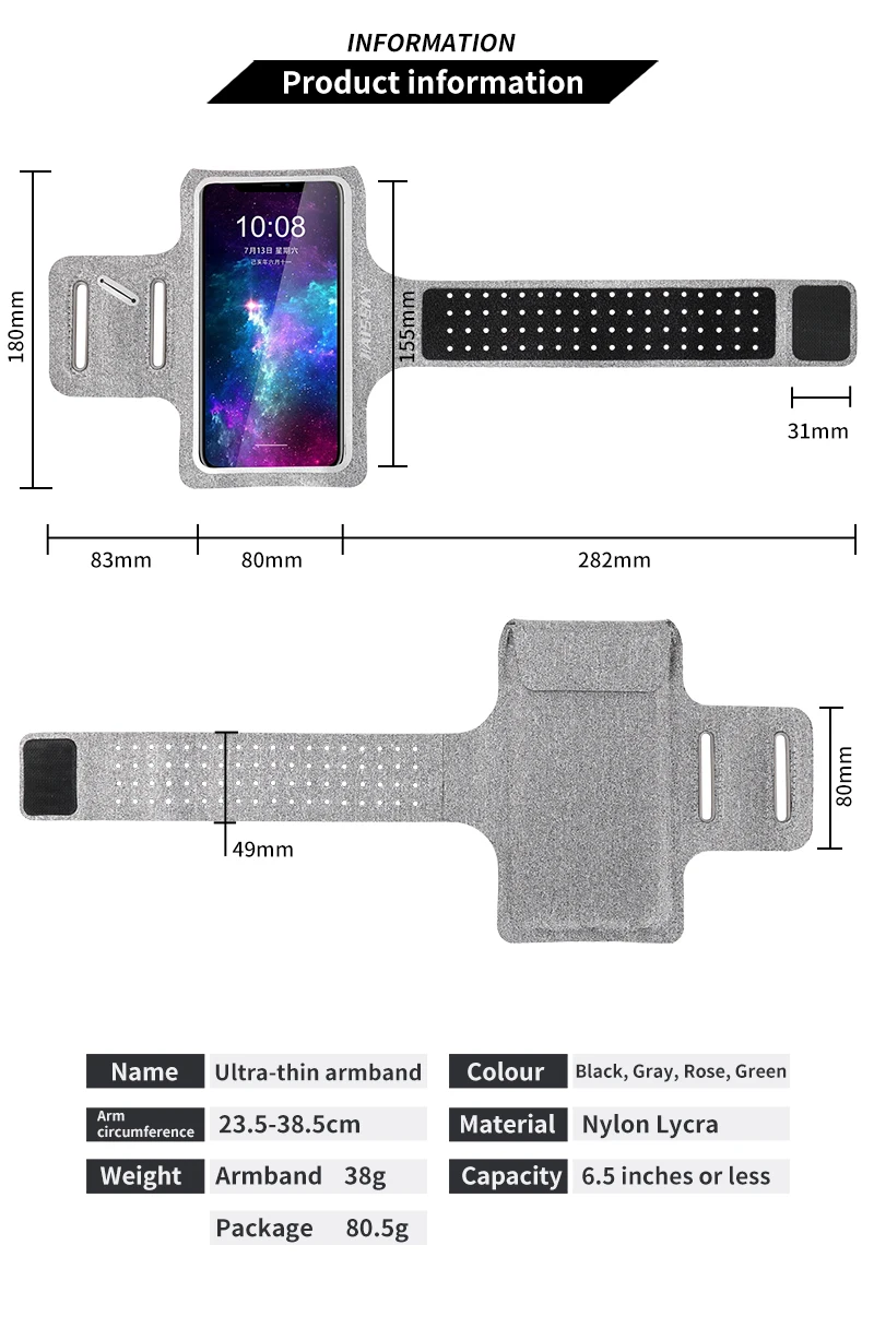 Haissky водонепроницаемый спортивный нарукавник для iPhone 11 11 Pro Max X 6 7 8 Plus 6,7 дюймов Универсальный нарукавный чехол для samsung S10 A70 A50