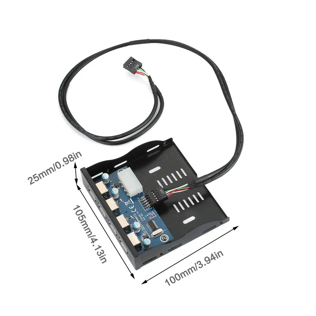 

Multifuntional 3.5 Inch Floppy Bay Front Panel 4 Ports USB HUB 2.0 Expansion Adapter Connector Mobile Rack Black